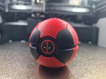 Premium Deadpool Pokeball. Ready-to-Display 3D Printed Marvel x Pokémon Crossover Collectible